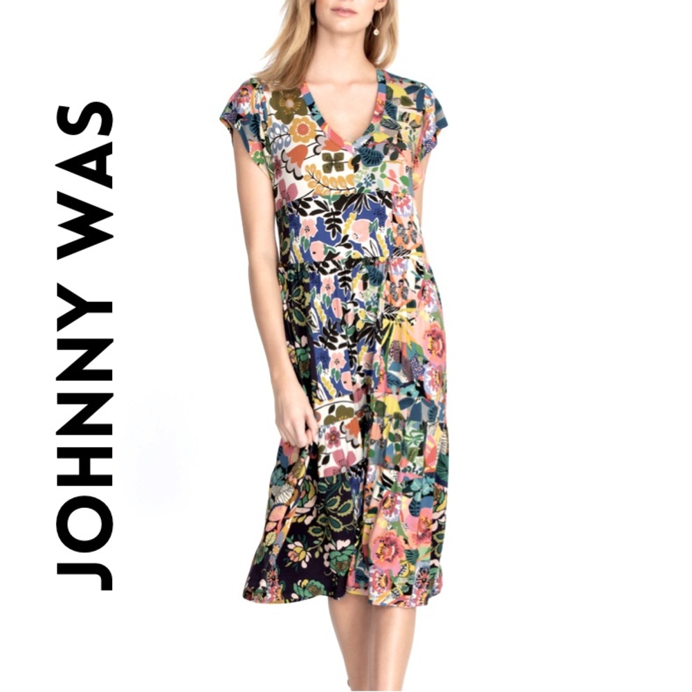Johnny Was Chelsea Garden tiered tea length dress